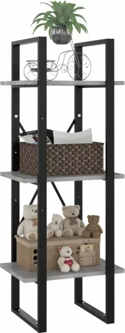 Furniture Limited - Boekenkast Met 3 Schappen 40x30x105 Cm Spaanplaat Betongrijs -DECORATIE Winkel 451x1200 1