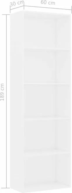 Furniture Limited - Boekenkast Met 5 Schappen 60x30x189 Cm Bewerkt Hout Wit 9 Furniture Limited - Boekenkast Met 5 Schappen 60x30x189 Cm Bewerkt Hout Wit -DECORATIE Winkel 451x1200