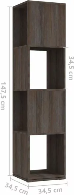 Furniture Limited - Draaikast 34,5x34,5x147,5 Cm Spaanplaat Grijs En Sonoma Eiken -DECORATIE Winkel 455x1200