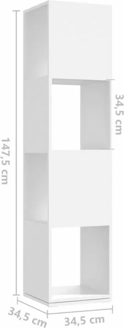 Furniture Limited - Draaikast 34,5x34,5x147,5 Cm Spaanplaat Wit 10 Furniture Limited - Draaikast 34,5x34,5x147,5 Cm Spaanplaat Wit -DECORATIE Winkel 456x1200 1