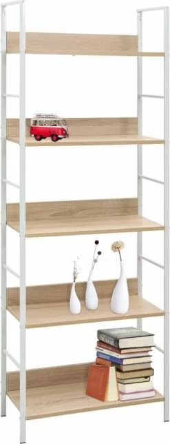 Furniture Limited - Boekenkast 5 Schappen 60x27,6x158,5 Cm Spaanplaat Eikenkleurig -DECORATIE Winkel 460x1200 2