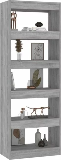 Furniture Limited - Boekenkast/kamerscherm 60x30x166 Cm Spaanplaat Grijs Sonoma -DECORATIE Winkel 461x1200