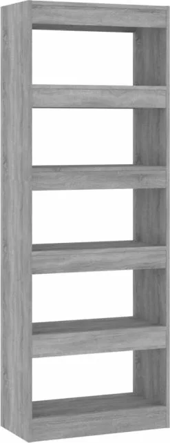 Furniture Limited - Boekenkast/kamerscherm 60x30x166 Cm Spaanplaat Grijs Sonoma