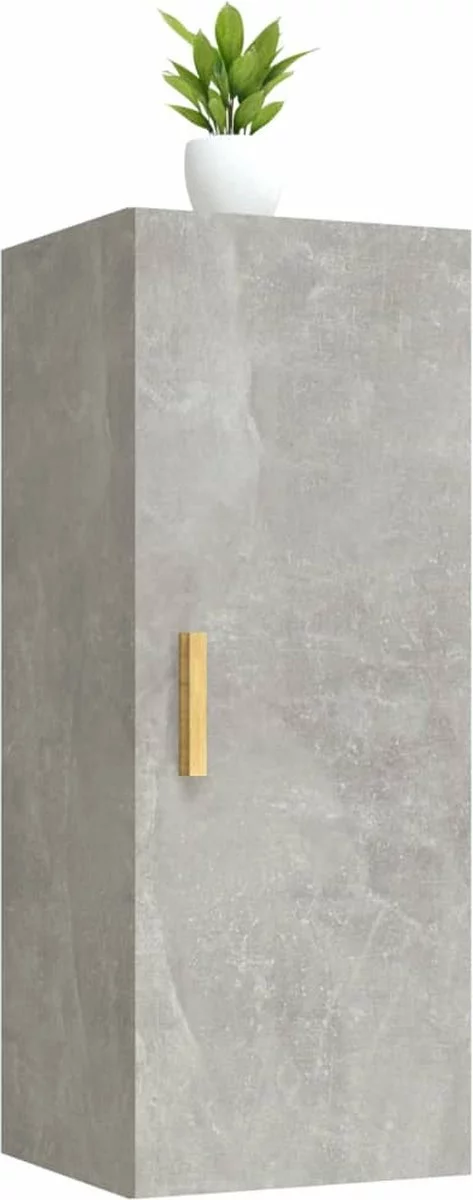 Furniture Limited - Wandkast 34,5x34x90 Cm Bewerkt Hout Betongrijs 4 Furniture Limited - Wandkast 34,5x34x90 Cm Bewerkt Hout Betongrijs - Afbeelding 2
