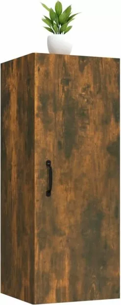 Furniture Limited - Wandkast 34,5x34x90 Cm Bewerkt Hout Gerookt Eikenkleurig -DECORATIE Winkel 476x1200