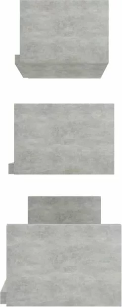 Furniture Limited - Wandschappen 3 St Bewerkt Hout Betongrijs -DECORATIE Winkel 479x1200