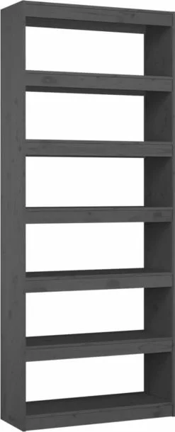 Furniture Limited - Boekenkast/kamerscherm 80x30x199,5 Cm Massief Grenenhout Grijs