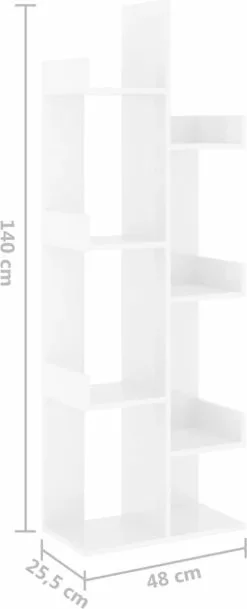Furniture Limited - Boekenkast 48x25,5x140 Cm Spaanplaat Hoogglans Wit 13 Furniture Limited - Boekenkast 48x25,5x140 Cm Spaanplaat Hoogglans Wit -DECORATIE Winkel 487x1200 2