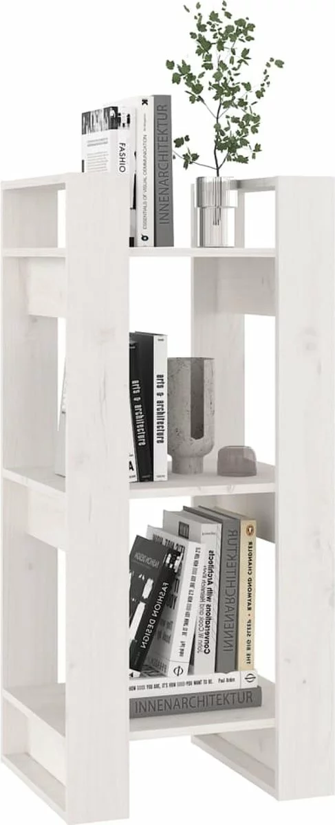 Furniture Limited - Boekenkast/kamerscherm 41x35x91 Cm Massief Grenenhout Wit 6 Furniture Limited - Boekenkast/kamerscherm 41x35x91 Cm Massief Grenenhout Wit - Afbeelding 4