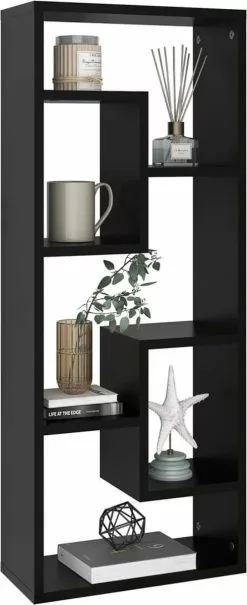 Furniture Limited - Wandschap 36x16x90 Cm Spaanplaat Zwart -DECORATIE Winkel 490x1200