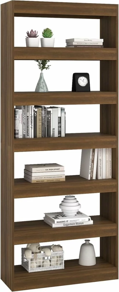 Furniture Limited - Boekenkast/kamerscherm 80x30x198 Cm Spaanplaat Bruineikenkleur 4 Furniture Limited - Boekenkast/kamerscherm 80x30x198 Cm Spaanplaat Bruineikenkleur - Afbeelding 2