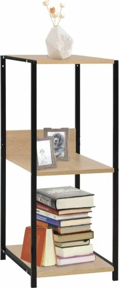 Furniture Limited - Boekenkast 33,5x39,6x79,7 Cm Spaanplaat Zwart En Eikenkleurig
