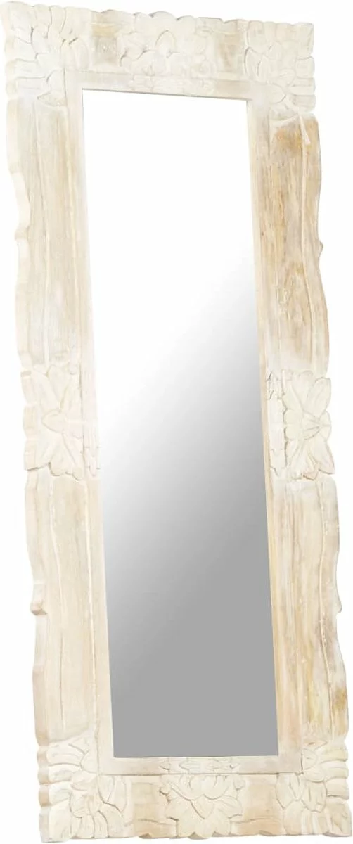 Furniture Limited - Spiegel 110x50 Cm Massief Mangohout Wit 6 Furniture Limited - Spiegel 110x50 Cm Massief Mangohout Wit - Afbeelding 4