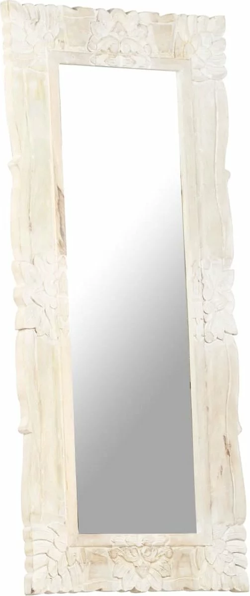 Furniture Limited - Spiegel 110x50 Cm Massief Mangohout Wit 10 Furniture Limited - Spiegel 110x50 Cm Massief Mangohout Wit - Afbeelding 8