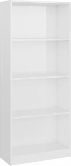 Furniture Limited - Boekenkast 4 Schappen 60x24x142 Cm Bewerkt Hout Hoogglans Wit -DECORATIE Winkel 517x1200 1