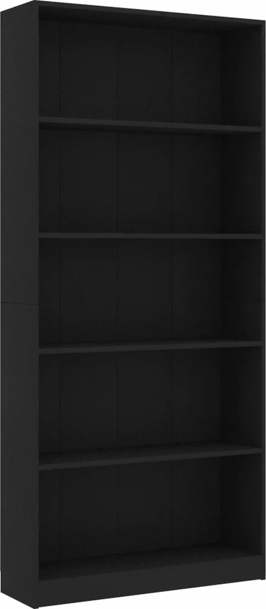 Furniture Limited - Boekenkast Met 5 Schappen 80x24x175 Cm Bewerkt Hout Zwart 3 Furniture Limited - Boekenkast Met 5 Schappen 80x24x175 Cm Bewerkt Hout Zwart