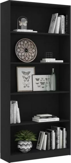 Furniture Limited - Boekenkast Met 5 Schappen 80x24x175 Cm Bewerkt Hout Zwart 12 Furniture Limited - Boekenkast Met 5 Schappen 80x24x175 Cm Bewerkt Hout Zwart -DECORATIE Winkel 526x1200 1
