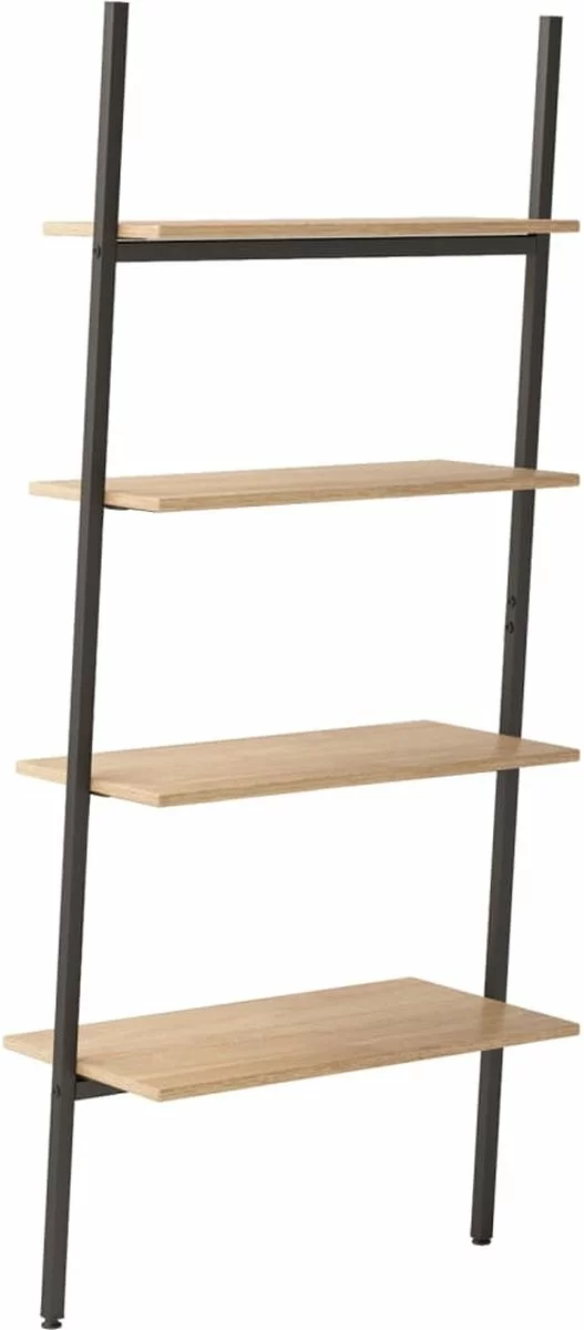 Furniture Limited - Ladderrek Met 4 Schappen 64x34x150,5 Cm Lichtbruin En Zwart 8 Furniture Limited - Ladderrek Met 4 Schappen 64x34x150,5 Cm Lichtbruin En Zwart - Afbeelding 6