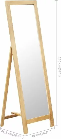 Furniture Limited - Spiegel Vrijstaand 48x46,5x150 Cm Massief Eikenhout -DECORATIE Winkel 527x1200 3