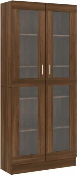 Furniture Limited - Vitrinekast 82,5x30,5x185,5 Cm Bewerkt Hout Bruineikenkleurig