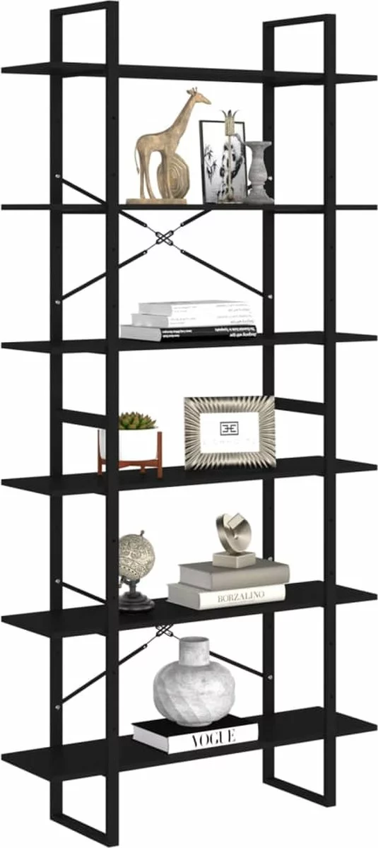 Furniture Limited - Hoge Kast 100x30x210 Spaanplaat Zwart 9 Furniture Limited - Hoge Kast 100x30x210 Spaanplaat Zwart - Afbeelding 7