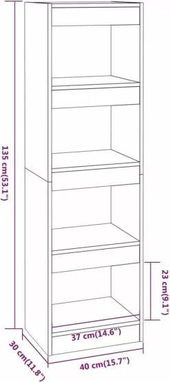 Furniture Limited - Boekenkast/kamerscherm 40x30x135 Cm Gerookt Eikenkleurig -DECORATIE Winkel 535x1200 3