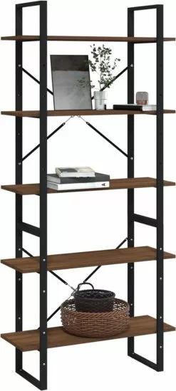 Furniture Limited - Boekenkast 80x30x175 Cm Bewerkt Hout Bruineiken -DECORATIE Winkel 540x1200 1