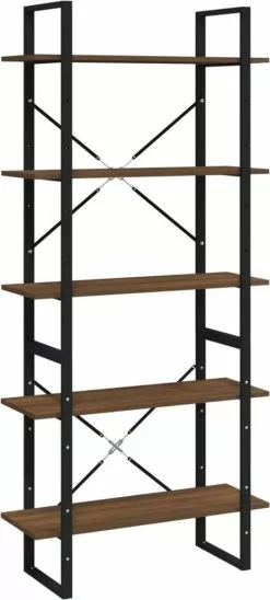 Furniture Limited - Boekenkast 80x30x175 Cm Bewerkt Hout Bruineiken