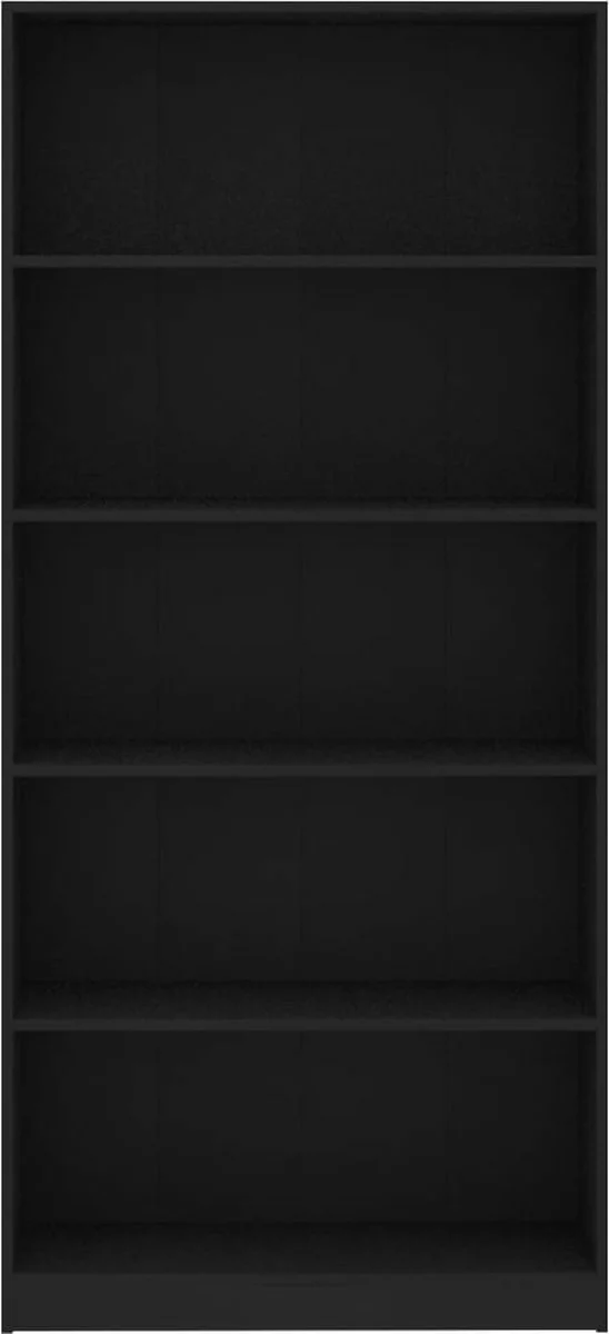 Furniture Limited - Boekenkast Met 5 Schappen 80x24x175 Cm Bewerkt Hout Zwart 5 Furniture Limited - Boekenkast Met 5 Schappen 80x24x175 Cm Bewerkt Hout Zwart - Afbeelding 3