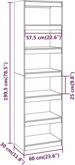 Furniture Limited - Boekenkast/kamerscherm 60x30x199,5 Cm Grenenhout Honingbruin 17 Furniture Limited - Boekenkast/kamerscherm 60x30x199,5 Cm Grenenhout Honingbruin -DECORATIE Winkel 549x1200 1
