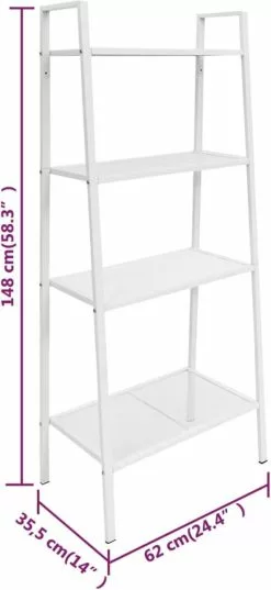 Furniture Limited - Ladder Boekenkast 4 Schappen Metaal Wit 11 Furniture Limited - Ladder Boekenkast 4 Schappen Metaal Wit -DECORATIE Winkel 552x1200