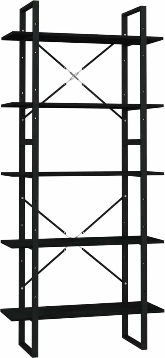 Furniture Limited - Boekenkast Met 5 Schappen 80x30x175 Cm Grenenhout Zwart 8 Furniture Limited - Boekenkast Met 5 Schappen 80x30x175 Cm Grenenhout Zwart - Afbeelding 6