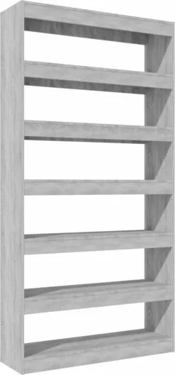 Furniture Limited - Boekenkast/kamerscherm 100x30x198 Cm Bewerkt Hout Grijs Sonoma