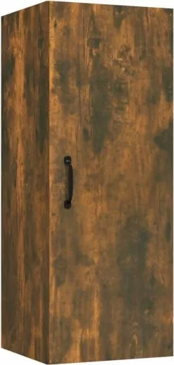 Furniture Limited - Wandkast 34,5x34x90 Cm Bewerkt Hout Gerookt Eikenkleurig -DECORATIE Winkel 572x1200