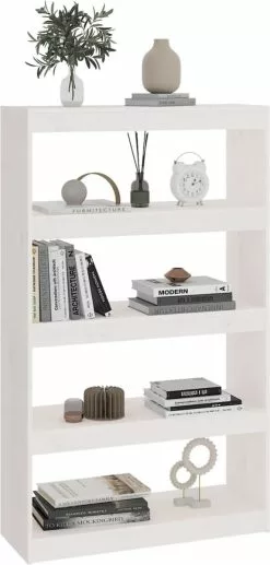 Furniture Limited - Boekenkast/kamerscherm 80x30x135,5 Cm Massief Grenenhout Wit 18 Furniture Limited - Boekenkast/kamerscherm 80x30x135,5 Cm Massief Grenenhout Wit -DECORATIE Winkel 573x1200 1