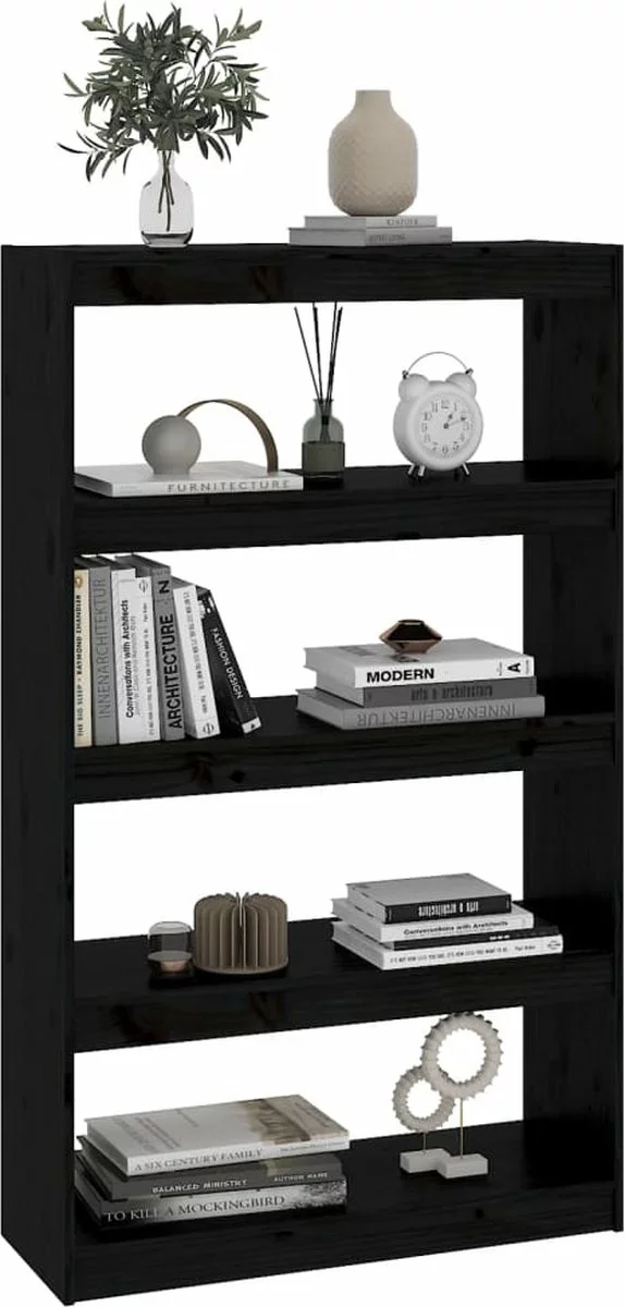 Furniture Limited - Boekenkast/kamerscherm 80x30x135,5 Cm Massief Grenenhout Zwart 9 Furniture Limited - Boekenkast/kamerscherm 80x30x135,5 Cm Massief Grenenhout Zwart - Afbeelding 7