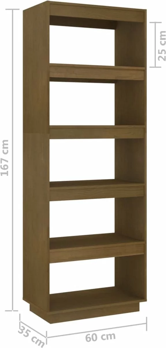Furniture Limited - Boekenkast/kamerscherm 60x35x167 Cm Grenenhout Honingbruin 8 Furniture Limited - Boekenkast/kamerscherm 60x35x167 Cm Grenenhout Honingbruin - Afbeelding 6
