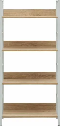 Furniture Limited - Boekenkast 4 Schappen 60x27,6x124,5 Cm Spaanplaat Eikenkleurig -DECORATIE Winkel 577x1200 3