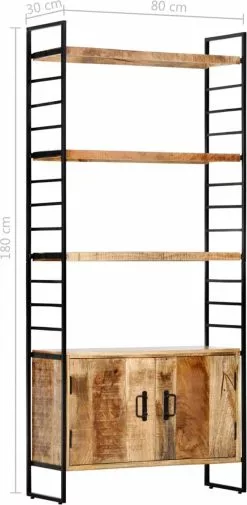 Furniture Limited - Boekenkast Met 4 Schappen 80x30x180 Cm Ruw Mangohout 16 Furniture Limited - Boekenkast Met 4 Schappen 80x30x180 Cm Ruw Mangohout -DECORATIE Winkel 587x1200 1