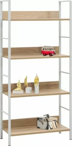 Furniture Limited - Boekenkast 4 Schappen 60x27,6x124,5 Cm Spaanplaat Eikenkleurig -DECORATIE Winkel 598x1200