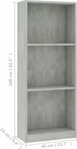 Furniture Limited - Boekenkast Met 3 Schappen 40x24x108 Cm Bewerkt Hout Betongrijs 11 Furniture Limited - Boekenkast Met 3 Schappen 40x24x108 Cm Bewerkt Hout Betongrijs -DECORATIE Winkel 621x1200