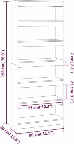 Furniture Limited - Boekenkast/kamerscherm 80x30x198 Cm Spaanplaat Bruineikenkleur 13 Furniture Limited - Boekenkast/kamerscherm 80x30x198 Cm Spaanplaat Bruineikenkleur -DECORATIE Winkel 622x1200 1