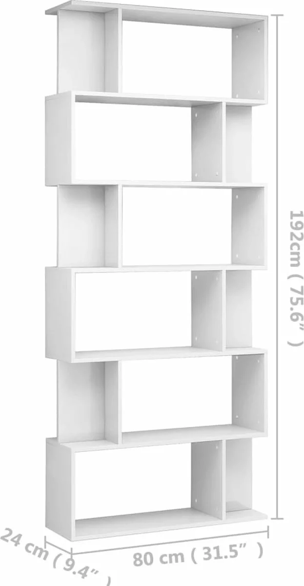 Furniture Limited - Boekenkast/kamerscherm 80x24x192 Cm Hoogglans Wit 6 Furniture Limited - Boekenkast/kamerscherm 80x24x192 Cm Hoogglans Wit - Afbeelding 4