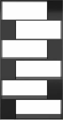 Furniture Limited - Boekenkast/kamerscherm 100x24x188 Cm Hoogglans Zwart -DECORATIE Winkel 637x1200