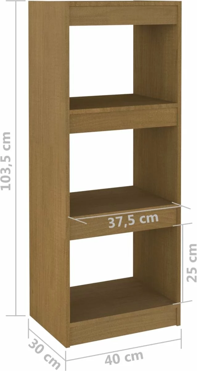 Furniture Limited - Boekenkast/kamerscherm 40x30x103,5 Cm Grenenhout Honingbruin 7 Furniture Limited - Boekenkast/kamerscherm 40x30x103,5 Cm Grenenhout Honingbruin - Afbeelding 5