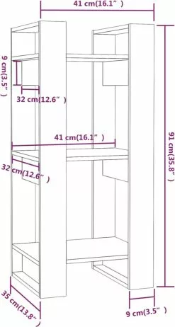 Furniture Limited - Boekenkast/kamerscherm 41x35x91 Cm Massief Grenenhout Wit 17 Furniture Limited - Boekenkast/kamerscherm 41x35x91 Cm Massief Grenenhout Wit -DECORATIE Winkel 641x1200 1