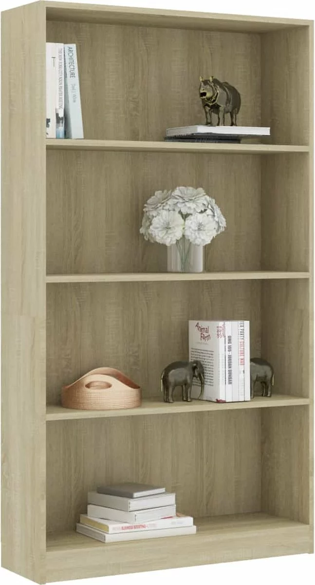 Furniture Limited - Boekenkast Met 4 Schappen 80x24x142 Cm Bewerkt Hout Sonoma Eik 9 Furniture Limited - Boekenkast Met 4 Schappen 80x24x142 Cm Bewerkt Hout Sonoma Eik - Afbeelding 7