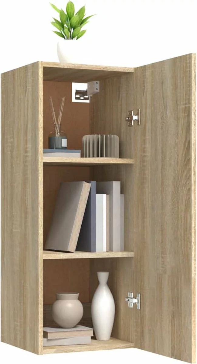 Furniture Limited - Wandkast 34,5x34x90 Cm Bewerkt Hout Sonoma Eikenkleurig 10 Furniture Limited - Wandkast 34,5x34x90 Cm Bewerkt Hout Sonoma Eikenkleurig - Afbeelding 8