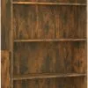 Furniture Limited - Boekenkast 4-laags 80x24x142 Cm Bewerkt Hout Gerookt Eikenkleur