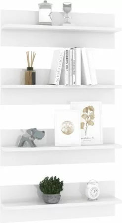 Furniture Limited - Wandschappen 4 St 60x11,5x18 Cm Spaanplaat Hoogglans Wit -DECORATIE Winkel 655x1200